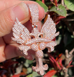 Iced Out Winged Cross Moissanite Pendant