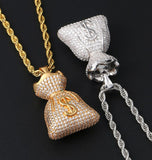 Iced Out Colorless Moissanite Money Bag Hip Hop Pendant