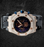 Iced Out Moissanite Rubber Strap Wrist Watch