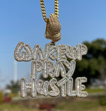Wake Up Pray Hustle Iced Out Moissanite Hip Hop Pendant
