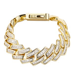 Moissanite Baguette Cut Cuban Link Hip Hop Bracelet