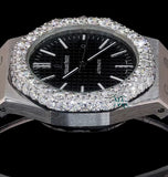 Black Dial Moissanite Diamond Party Wear Luxury Watch