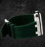 Iced Out Moissanite Green Rubber Strap Wrist Watch