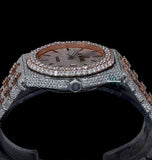 Iced Out Dual Tone Moissanite Diamond Wrist Watch