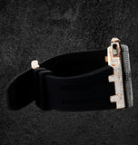 Black Rubber Strap Moissanite Diamond Daily Wear Men's Watch