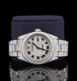 Iced Out Moissanite Diamond Roman Numerical Watch