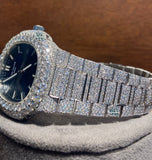 Fabulous Blue Dial Iced Out Moissanite Watch