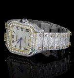 Dual Tone Iced Our Lab Created Moissanite Watch