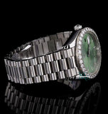 Day Date Green Dial Moissanite Diamond Wrist Watch