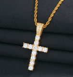Colorless Moissanite Cross Pendant 925 Sterling Silver Pendant
