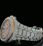 Dual Tone Moissanite Diamond Iced Out Chrono Dial Watch