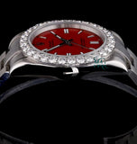 Moissanite Diamond Red Dial Elegant Watch For Men's