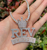 REV Pendant With Crown Iced Out Style Pendant