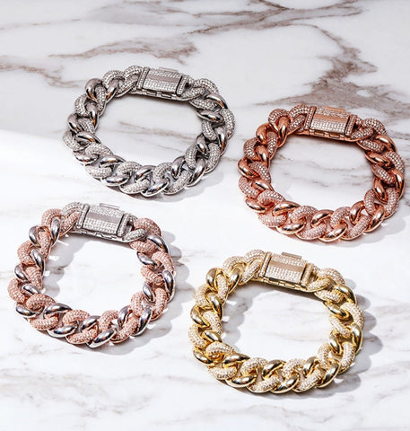 Cuban Link Iced Out Moissanite Men's Bracelet