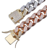 Moissanite Iced Out Three Tone Cuban Link Hip Hop Bracelet