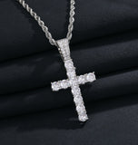Colorless Moissanite Cross Pendant 925 Sterling Silver Pendant