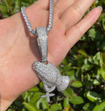 Luxury Moissanite Iced Out Praying Hands With Cross Pendant