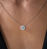 Round Cut Moissanite Unique Halo Daily Wear Pendant