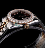 Moissanite Diamond Brown Color Dial Dual Tone Watch For Women