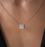 Princess Cut Moissanite Halo Pendant