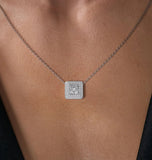 Princess Cut Moissanite Double Halo Pendant