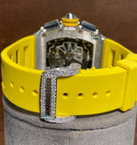 Rubber Strap Iced Out Moissanite Wrist Watch For Him