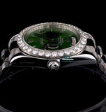 Day Date Green Dial Moissanite Diamond Wrist Watch