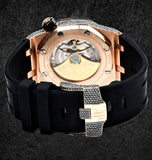 Black Moissanite Iced Out Rubber Strap Watch