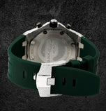 Iced Out Moissanite Green Rubber Strap Wrist Watch