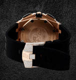 Black Rubber Strap Moissanite Diamond Daily Wear Men's Watch