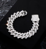Moissanite Baguette Cut Cuban Link Hip Hop Bracelet
