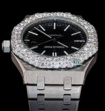 Black Dial Moissanite Diamond Party Wear Luxury Watch