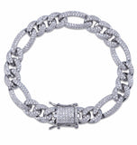 Figaro Link Iced Out Moissanite Hip Hop Bracelet