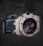 Iced Out Moissanite Rubber Strap Men's Watch For Him