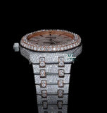 Iced Out Dual Tone Moissanite Diamond Wrist Watch