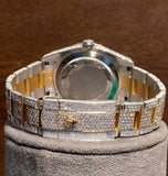 Moissanite Iced Out Dual Tone Wrist Watch For Him