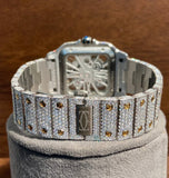 Skeleton Dual Tone Iced Out Moissanite Wrist Watch