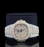 Iced Out Moissanite Diamond Luxury Dual Tone Watch