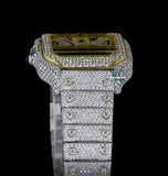 Dual Tone Iced Our Lab Created Moissanite Watch