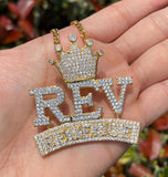 REV Pendant With Crown Iced Out Style Pendant