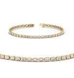 Emerald Cut Bezel Set Moissanite Tennis Bracelet