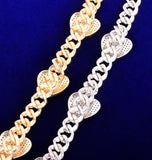 Moissanite Iced Out Heart With Cuban Link Hip Hop Bracelet