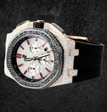 Iced Out Moissanite Rubber Strap Royal Oak Watch