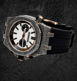 Black Moissanite Iced Out Rubber Strap Watch