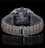 Skeleton Dual Tone Moissanite Diamond Iced Out Watch