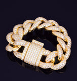 925 Sterling Silver Iced Out Cuban link Men's Bracelet