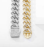 Moissanite Baguette Cut Cuban Link Hip Hop Bracelet