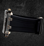 Black Moissanite Iced Out Rubber Strap Men's Watch