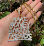 Hip Hop Iced Out Make Money Not Friends Iced Out Pendant