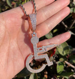 Iced Out Moissanite Wheelchair Shooter Hip Hop Pendant